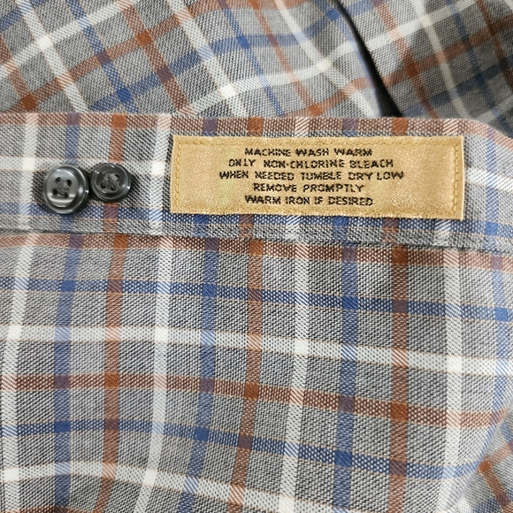 Roundtree Yorke Gold Label Long Sleeve Button Up Plaid Shirt Mens Sz XL Non Iron - Picture 8 of 15